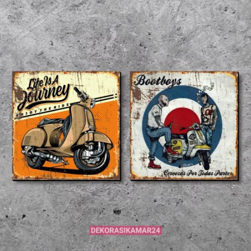 Poster dinding retro Vespa vintage Hiasan kamar aesthetic - Wall decor