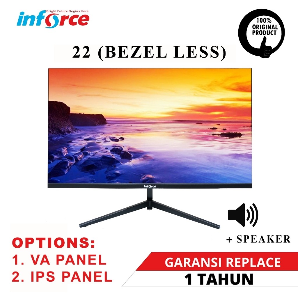 Jual Monitor LED 24 Inch Bezel Less Inforce VGA + HDMI + SPEAKER IPS ...