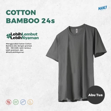 S XXL 3XL ANTI BAKTERI Kaos Polos Katun Bambu 24S Kaos Polos Cotton Bamboo
