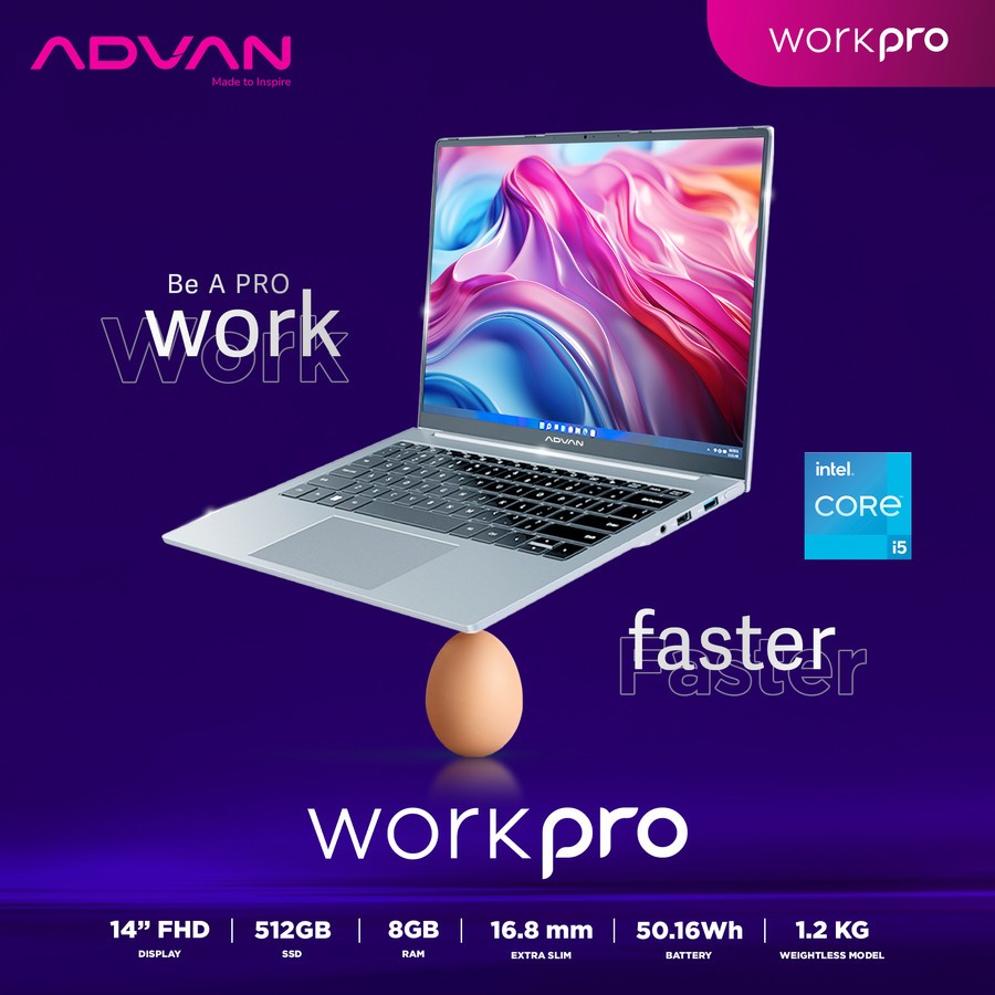 Jual Advan Laptop Workpro intel core i5-12450H ram 8GB ssd 512GB 14 FHD ...