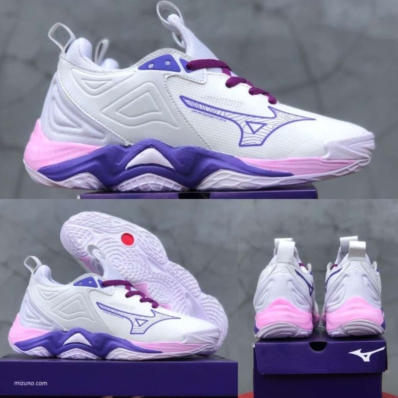 Sepatu Voli Wanita Putih Kuning Ping Mizuno Wave Momentum Wlz Voly Wanita  Terbaru 37-40 COD BAYAR DI TEMPAT