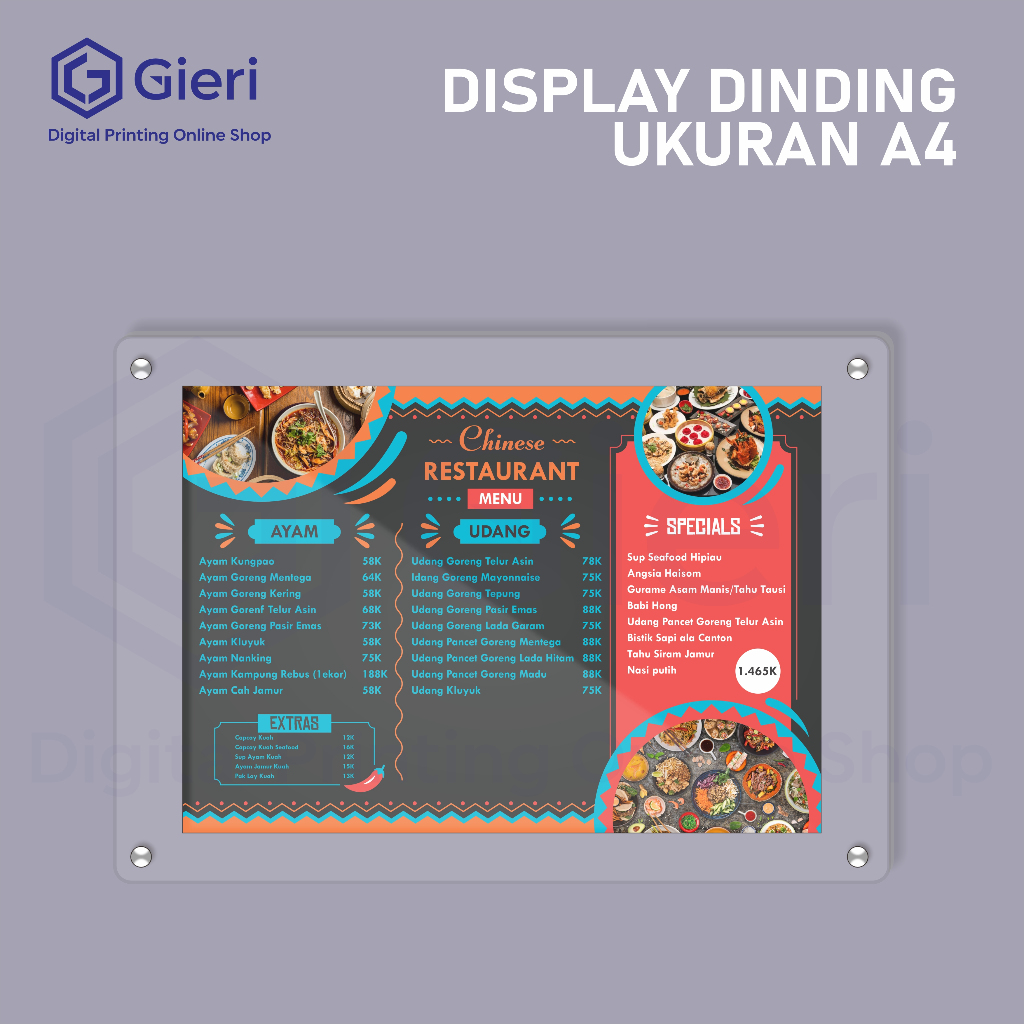 Jual DISPLAY DINDING AKRILIK / FRAME AKRILIK / STAND POSTER AKRILIK A4 ...