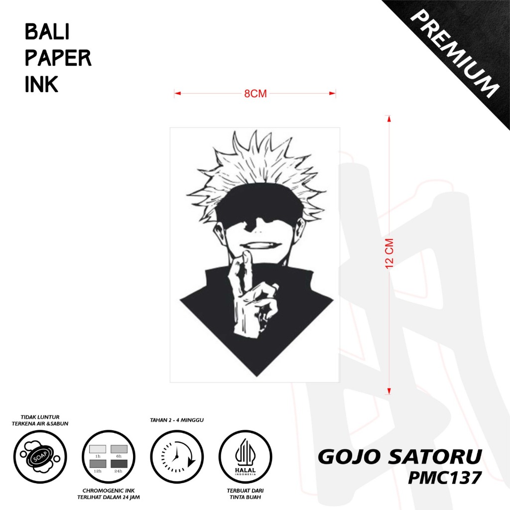 Jual Bali Paper Ink PMC137 Gojo Satoru Fruit Ink Tatto Temporary ...