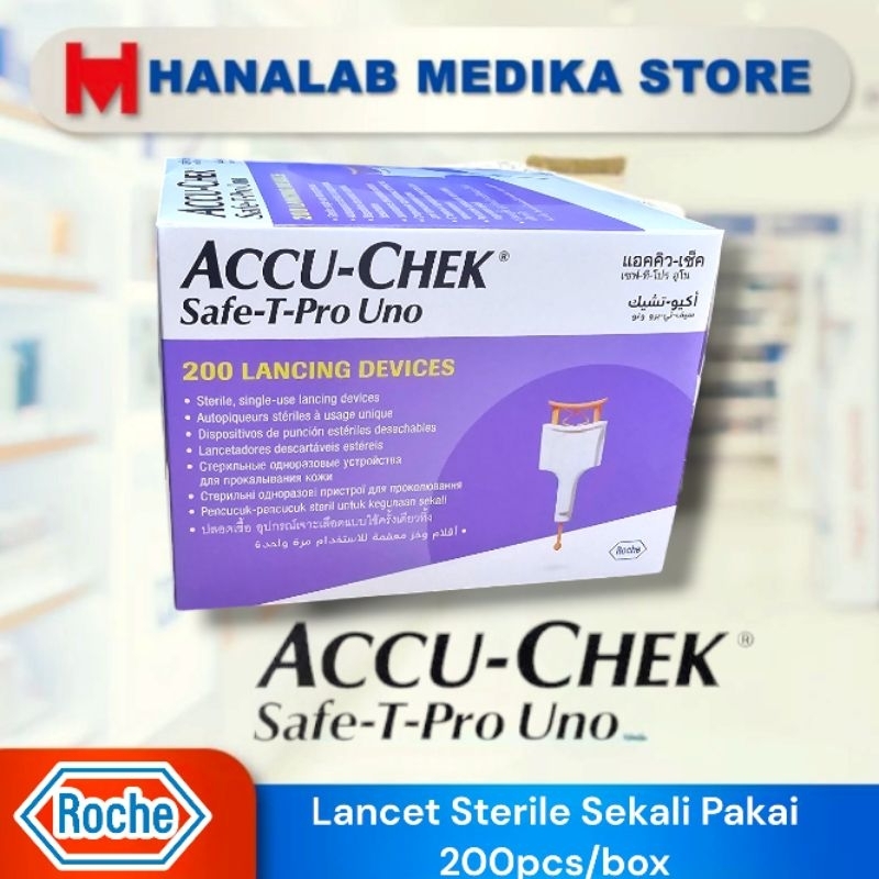 Jual ACCU-CHEK Safe T Pro Uno Lancet Sterile Sekali pakai 200pcs/box ...