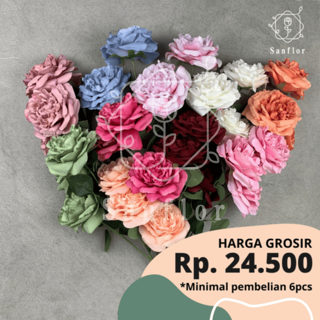 Jual AUSTIN ROSE K3/ BUNGA ARTIFICIAL/ TANAMAN HIAS PLASTIK/ HIASAN ...