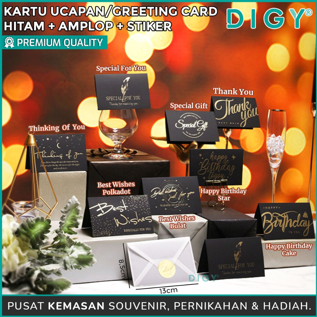Jual DIGY Kartu UcapaAn Hitam / Greeting Card + Amplop + Stiker ...