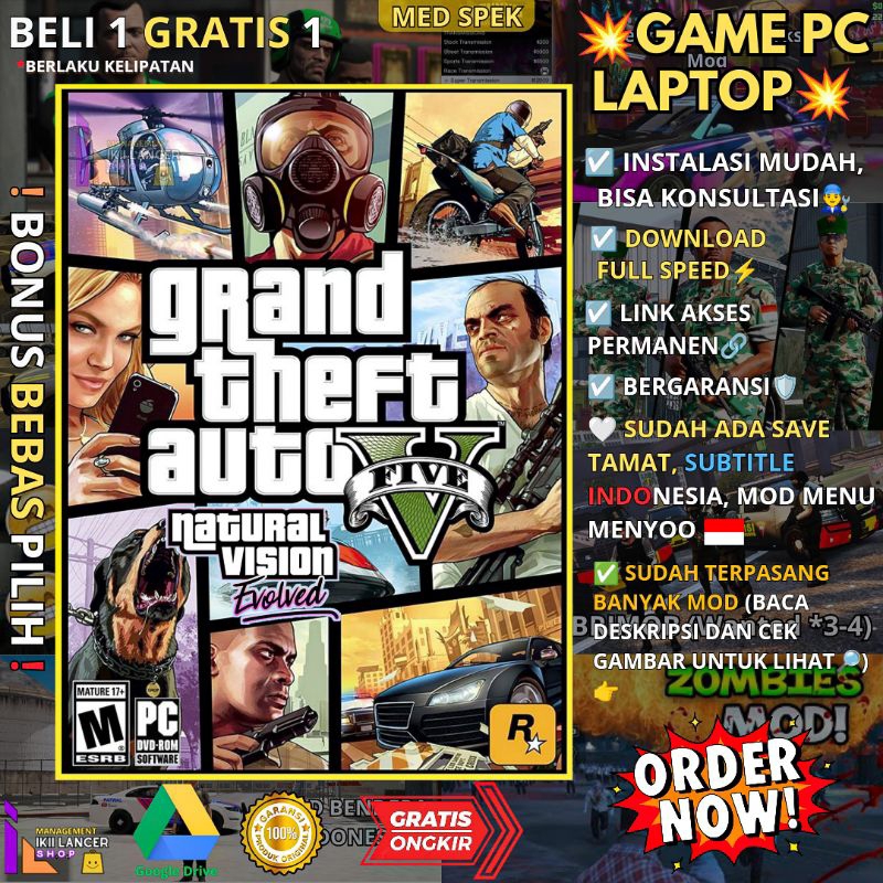 Grand Theft Auto V Redux M O D Evolved GTA PC LAPTOP GAMES CARA  INSTALL MUDAH!