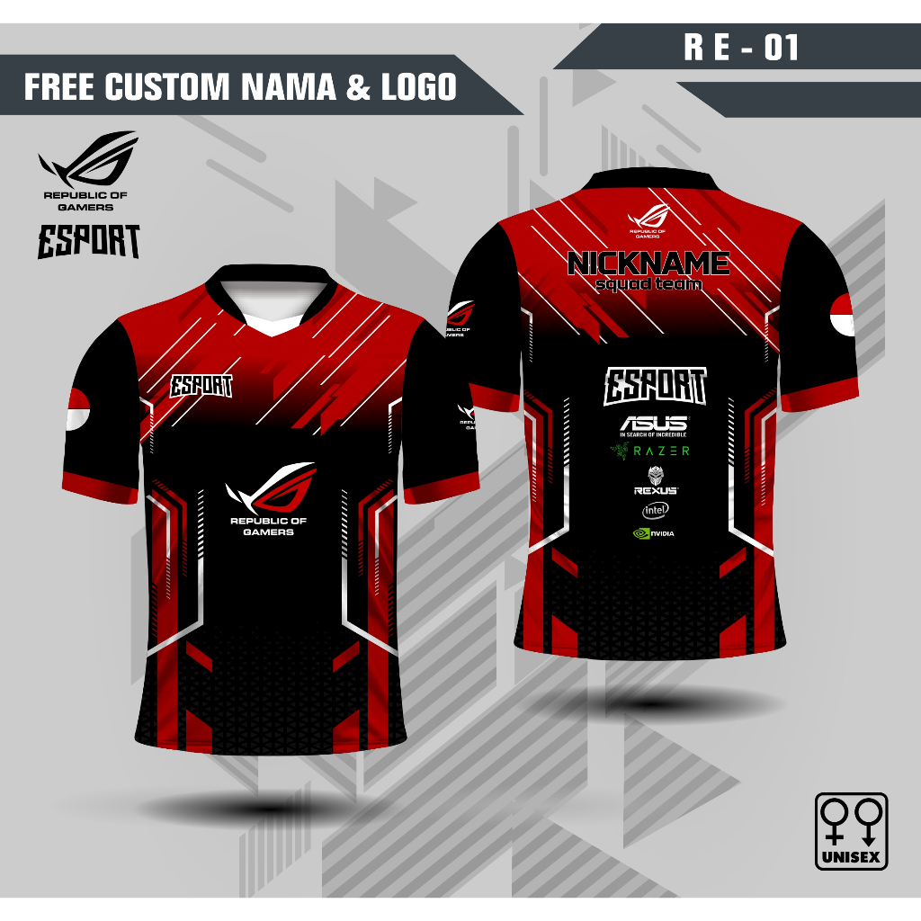 Jual Jersey republic of gamers baju e sport ROG | Shopee Indonesia