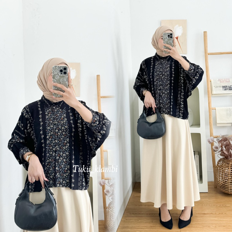 Atasan Wanita Blouse Rayon Batwing Oversize ld 130
