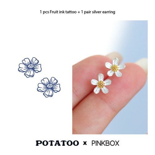 Jual POTATOO X PINKBOX Fruit Ink Tattoo Bundling Anting Silver Korea ...