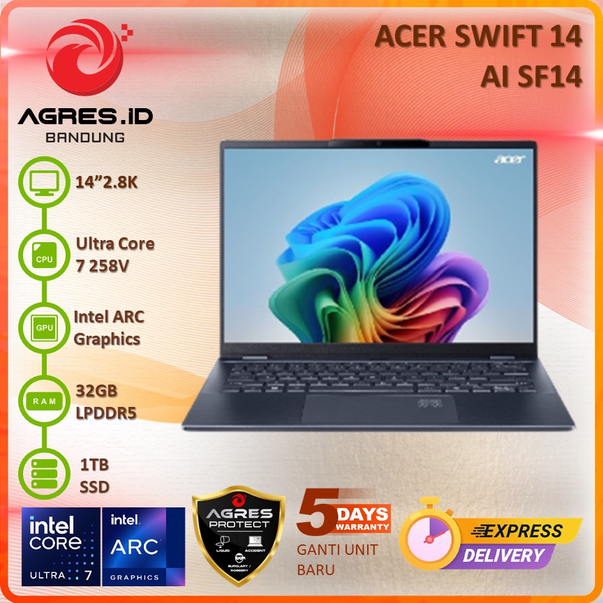 Jual ACER SWIFT 14 AI SF14-51 ULTRA 7 258V 32GB 1TB 14