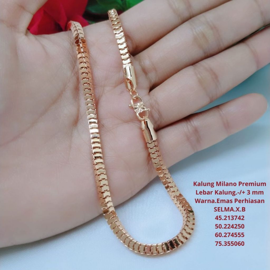 Kalung Rantai Perhiasan Aksesoris Fashion Wanita Tianium Xuping Tembaga  Lapis Emas Panjang 35 45 50 60 75 Cm K2 - Main Image
