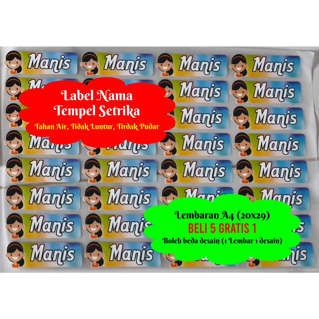 Jual *TERMURAH* Label Nama, Label Setrika untuk di tempel di baju cocok ...