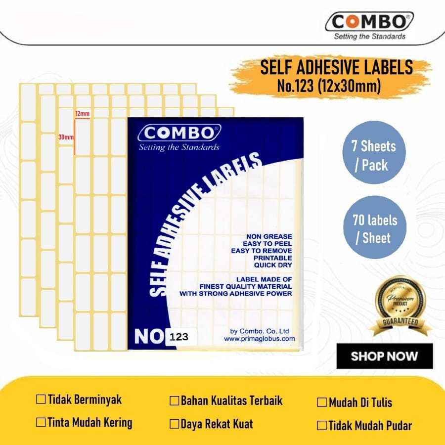 Jual Stiker Label No.123 12x30mm / Self Adhesive Labels 123 / Label ...