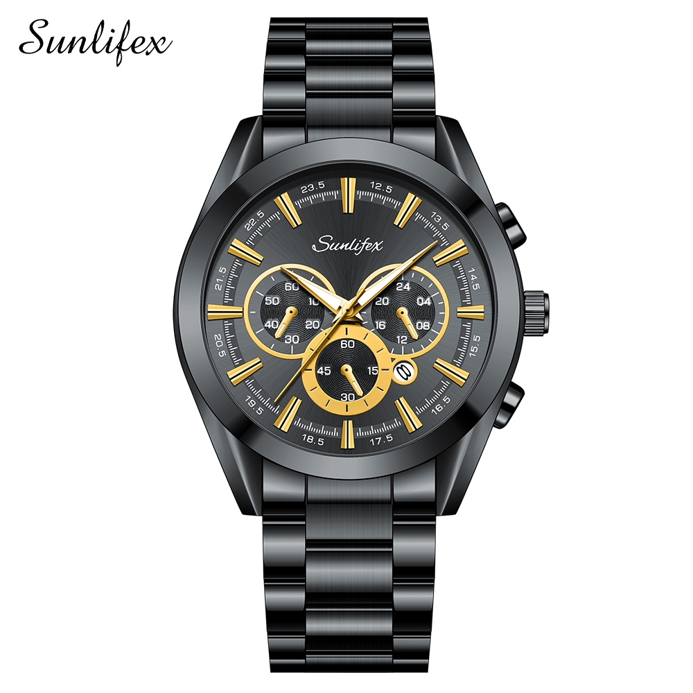 Jual Sunlifex Jam Tangan Pria Kalender Santai Kuarsa Tali