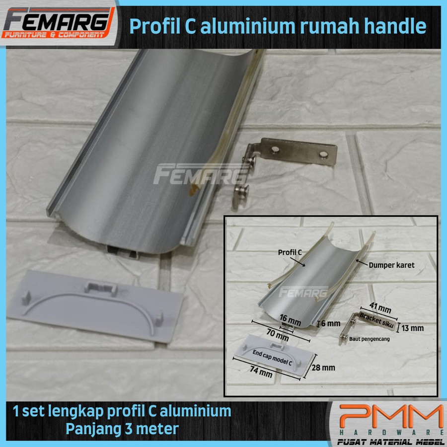 Jual aluminium finger groove FEMARG | handle housing rumah handle TYPE ...