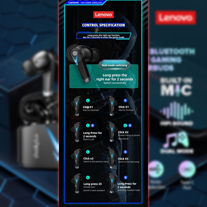 Jual Headphone Think plus LP6 TWS Wireless Bluetooth 5.0 Earphones Game ...