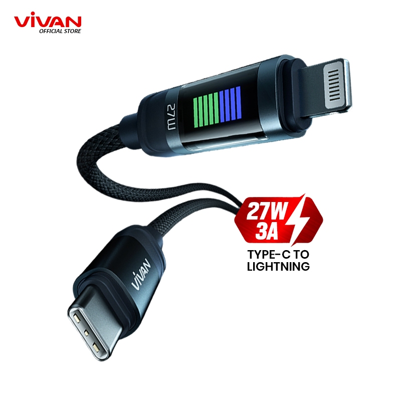 Jual VIVAN Kabel Data Type C to Lightning VICL100S Fast Charging 3A 27W ...