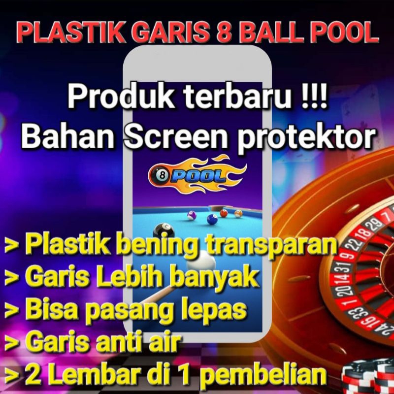 Jual PLASTIK TEMPERED GARIS PANTUL 8 BALL POOL/ANTI GORES 8 BALL POOL