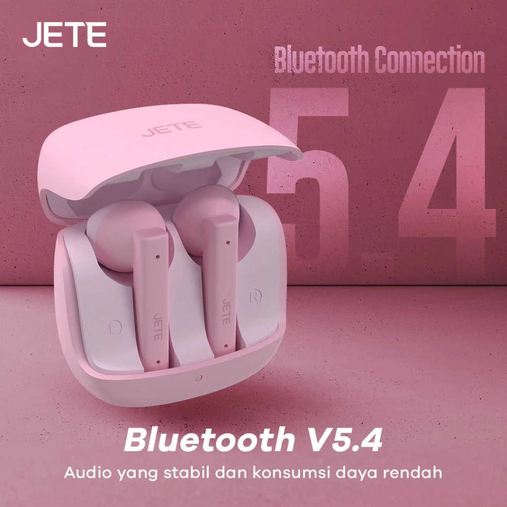 TWS Bluetooth ENC with 4 Mic JETE T13 BT 5.4 IPX5 Playtime 20H - Garansi 2 Tahun