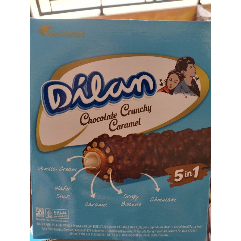 Jual Dilan wafer roll krim vanilla crispy cokelat 1 box isi 12 pcs ...