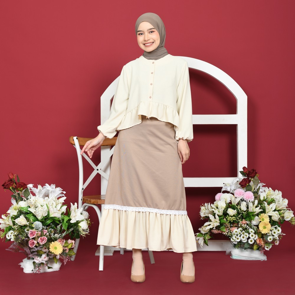 Jual Mybamus Haia One Set Setelan Rok Wanita Kekinian (kemeja + rok ...