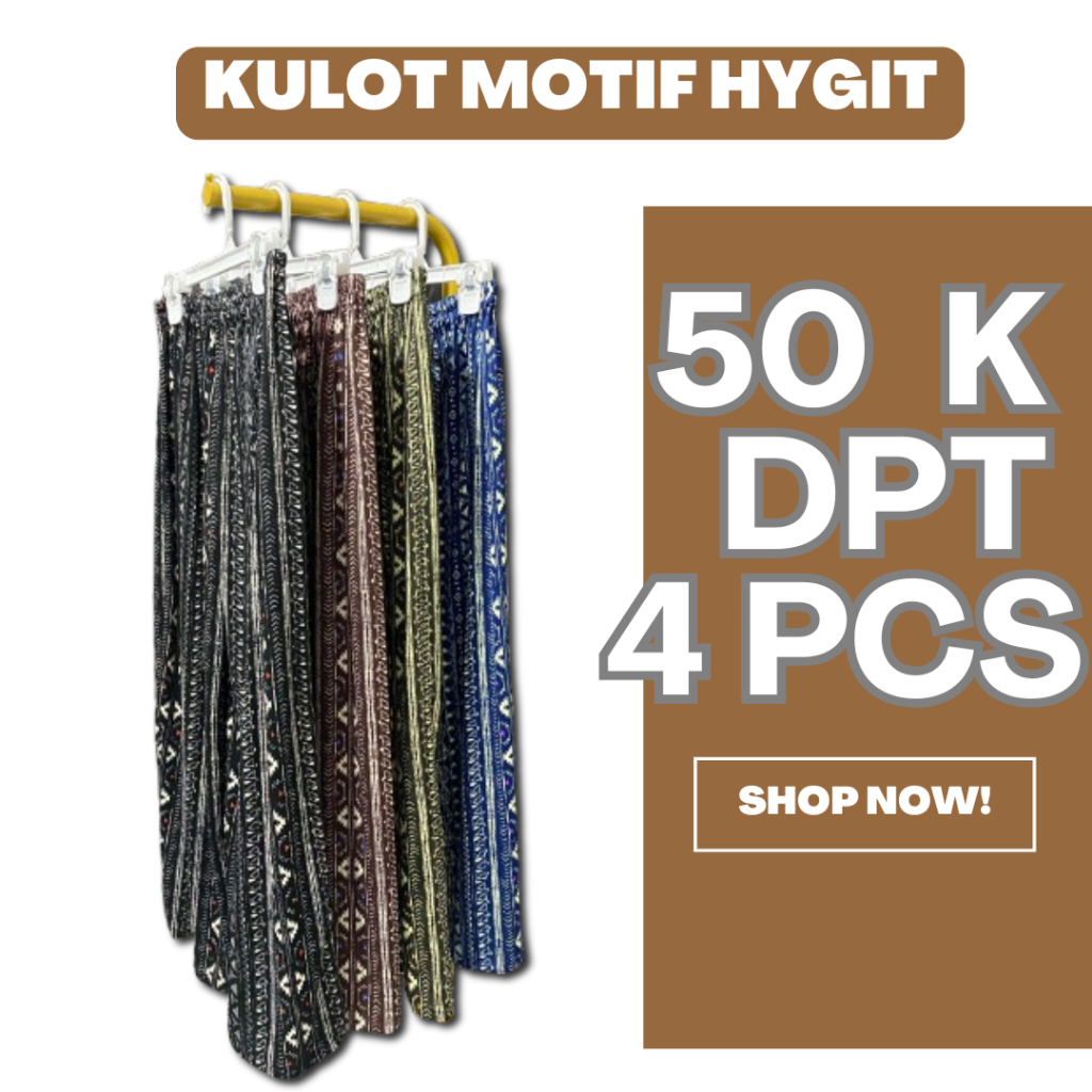 (PAKET ISI 4 PCs) Kulot Motif Etnik Celana Santai 