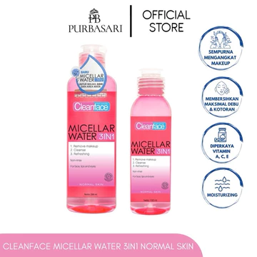 BPOM Cleanface Purbasari Micellar Watr 3in1 For Oily Skin For Noram Skin (100ml) (250ml)