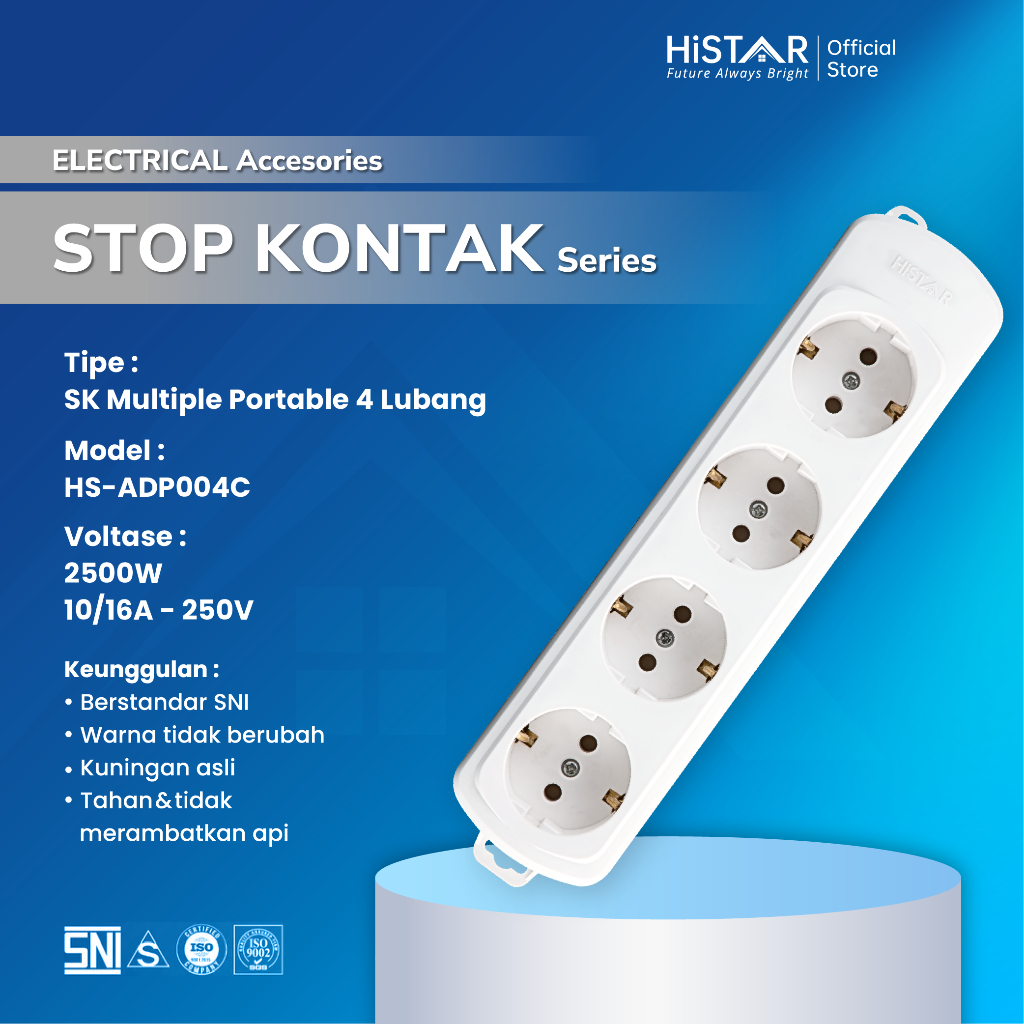 Jual HiSTAR Colokan Listrik 4 Socket ADP004C 16A/250V White | Shopee ...
