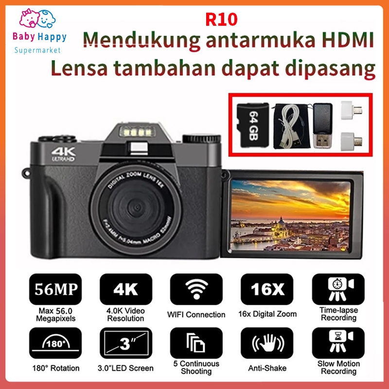 Jual R10 64GB 75MP 16X Zoom Digital Kamera Wifi HDMI Video 4K Dengan ...