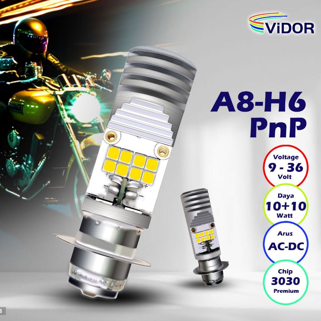 LAMPU DEPAN H6 MOTOR BEBEK MATIC 16 MATA LED VIDOR A8 H6 AC DC 10 Watt