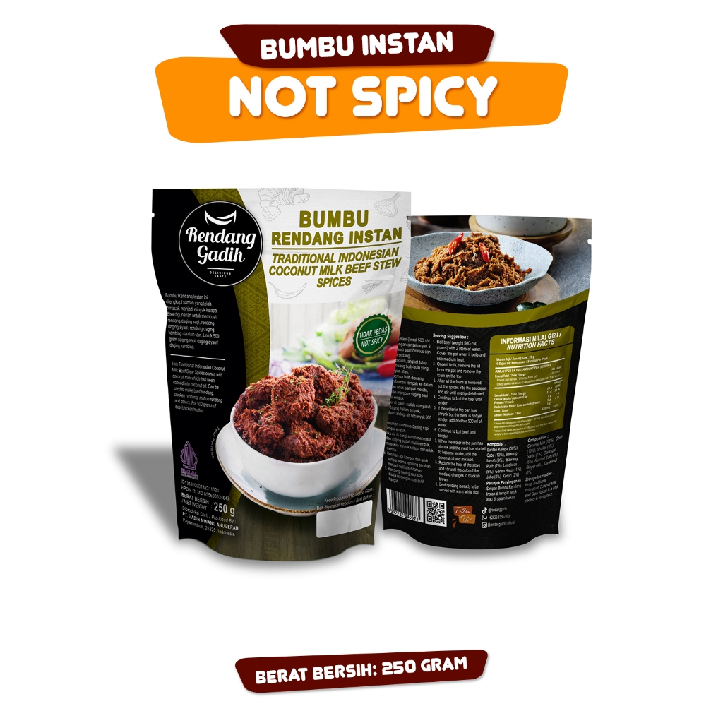 Jual Bumbu Rendang Instant Tidak Pedas 250 gram | Shopee Indonesia