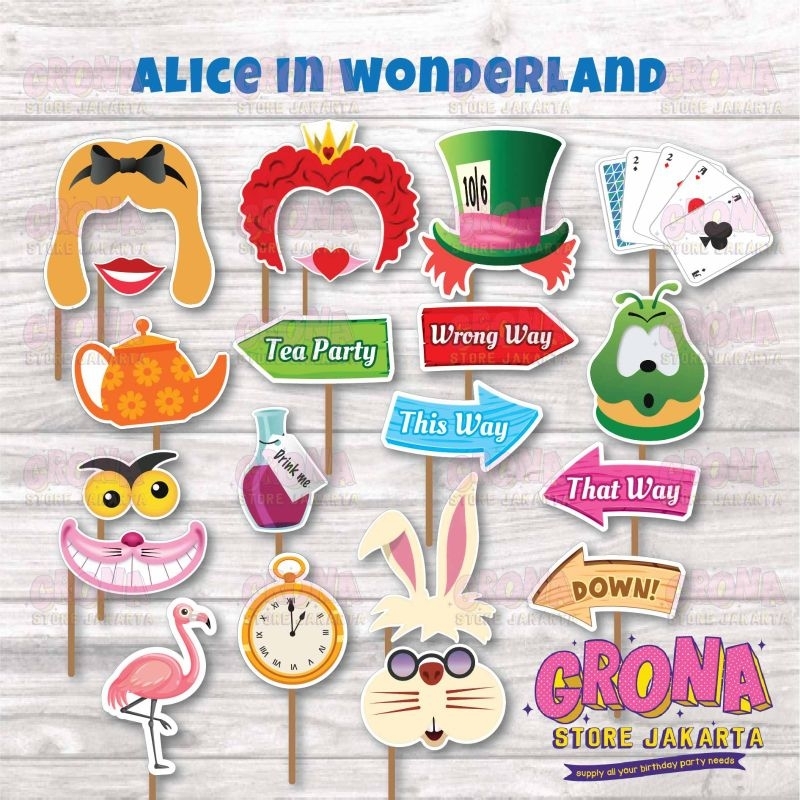 Jual ACC Photobooth Alice In Wonderland / Aksesoris Foto Alice In Wonderland / Photo Props Alice In Wonderland | Shopee Indonesia for Alice In Wonderland Photo Booth Props Free Printable