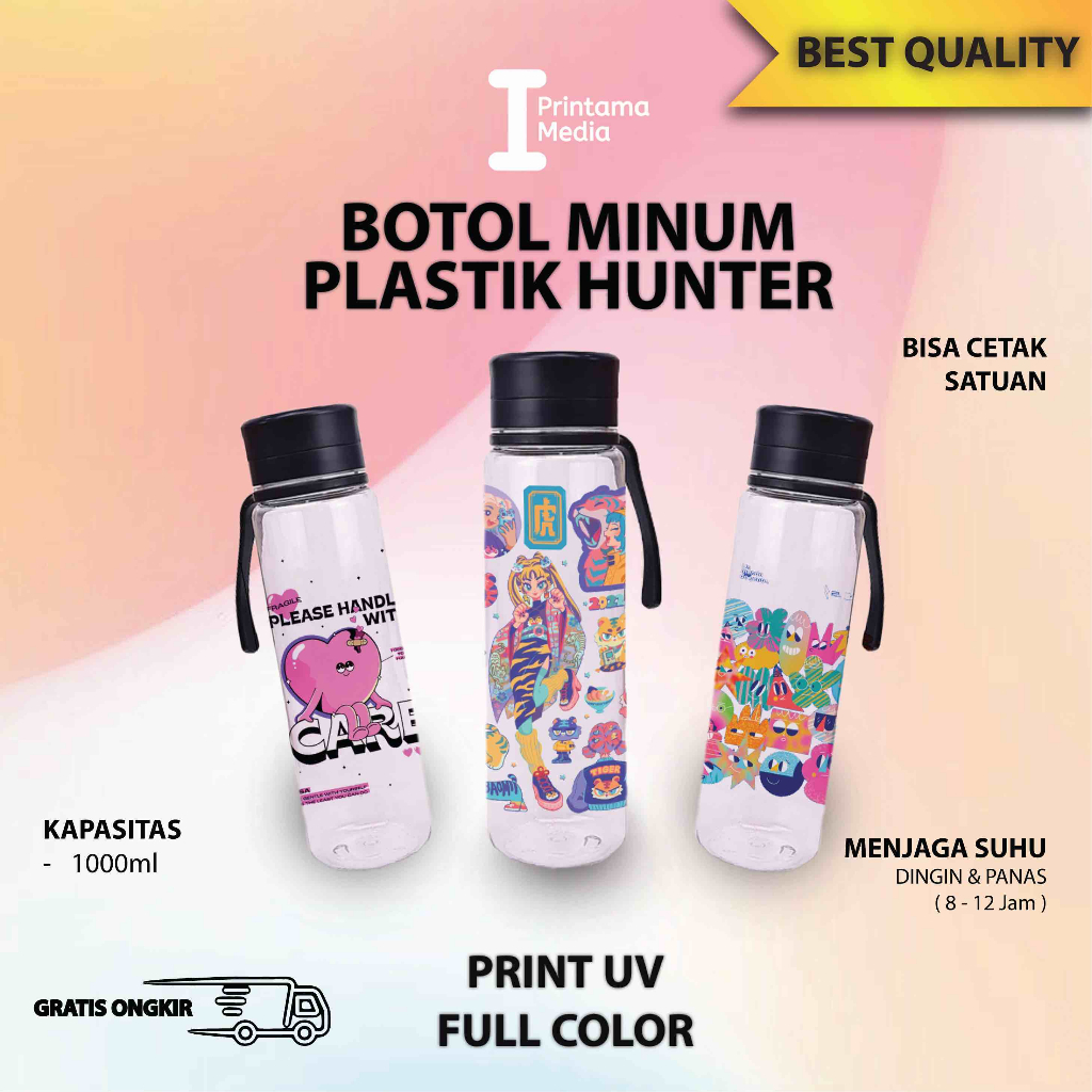 Jual Custom Cetak UV Full Print Botol Air Minum Hunter BPA Free 1 Liter ...
