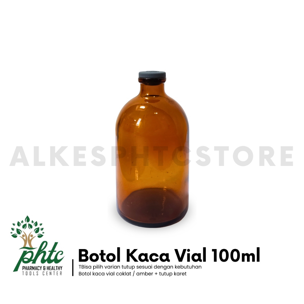 Jual Botol Vial 100ml Kaca Coklat Tebal Mulut Kecil Clear l Botol ...