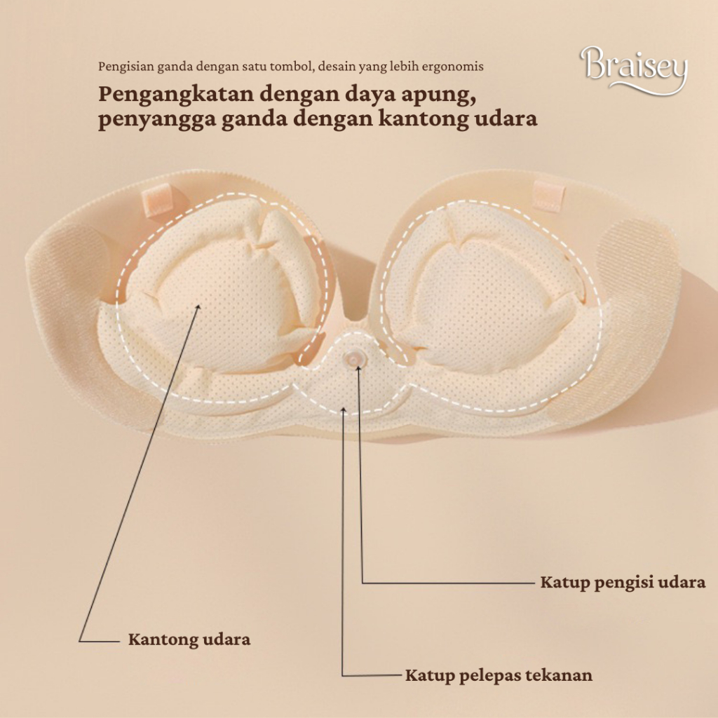 Jual BRAISEY Bra Pompa Lift Up Boob Bra Strapless Bra | Shopee Indonesia