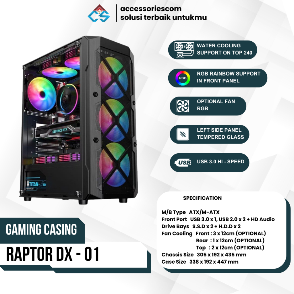 Jual Casing Gaming Raptor DX-01 - CASING GAMING ATX/M-ATX | Shopee ...
