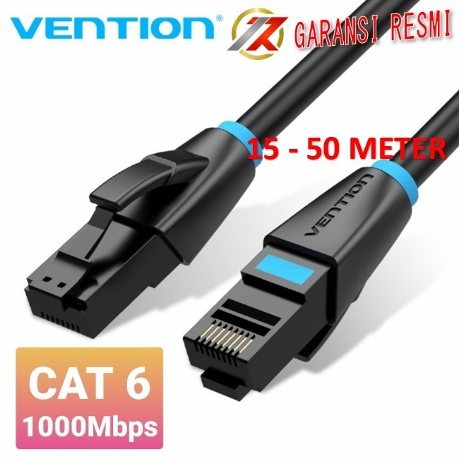Jual VENTION IBKB KABEL LAN CAT6 CAT 6 UTP Ethernet Cable BLACK 15M 20M ...