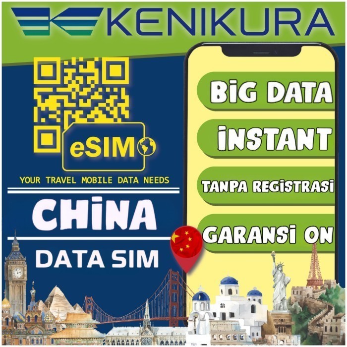 Jual 30 Days ESIM China Internet Paket Data e SIM Cina e-SIM Kenikura ...