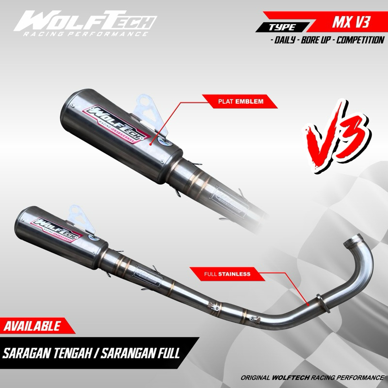Jual knalpot fullsystem mx king v3 by wolftech racing | Shopee Indonesia