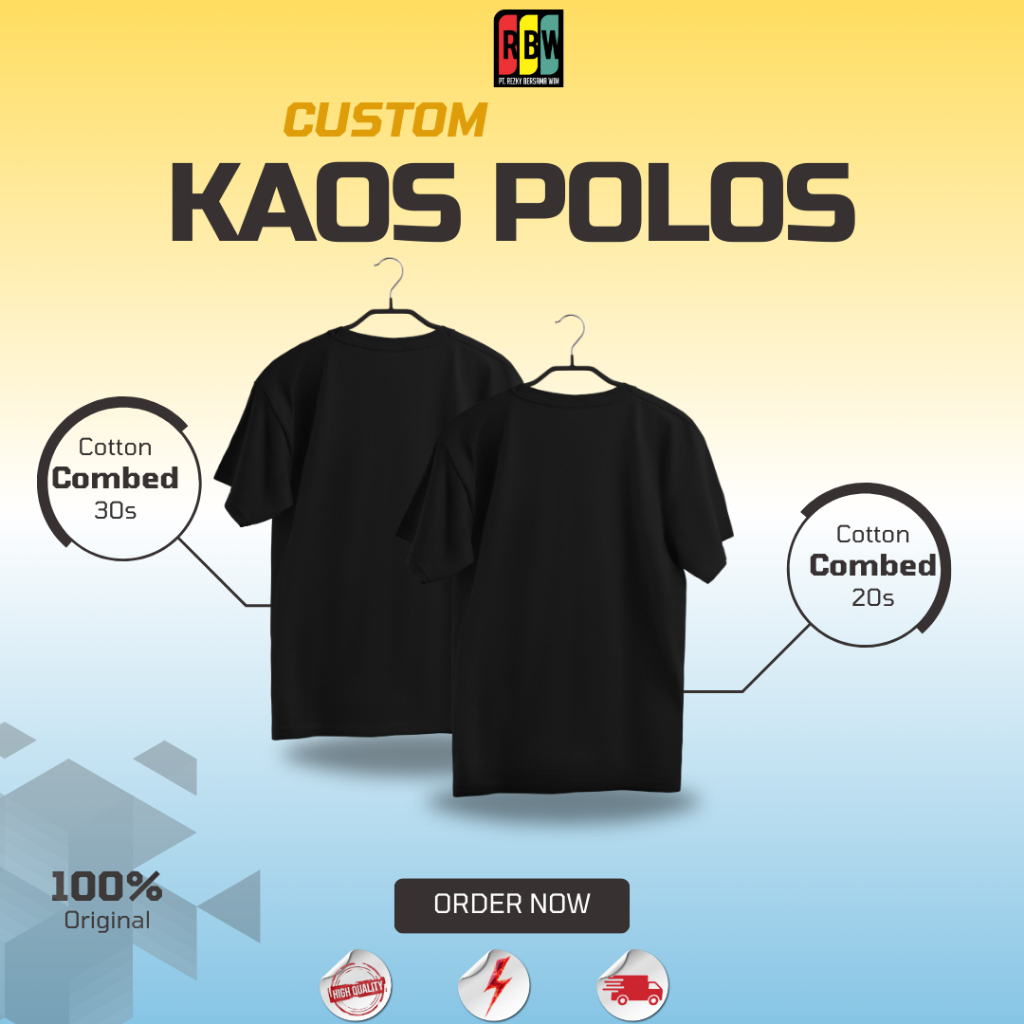 Jual CUSTOM KAOS POLOS LENGAN PENDEK / TULISAN / GAMBAR / CUTTON COMBED ...