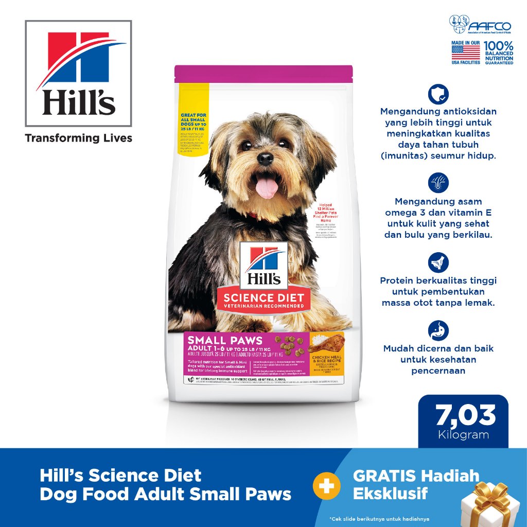 Hill's Science Diet Dog Food Adult Small Paws Chicken 7,03 Kg