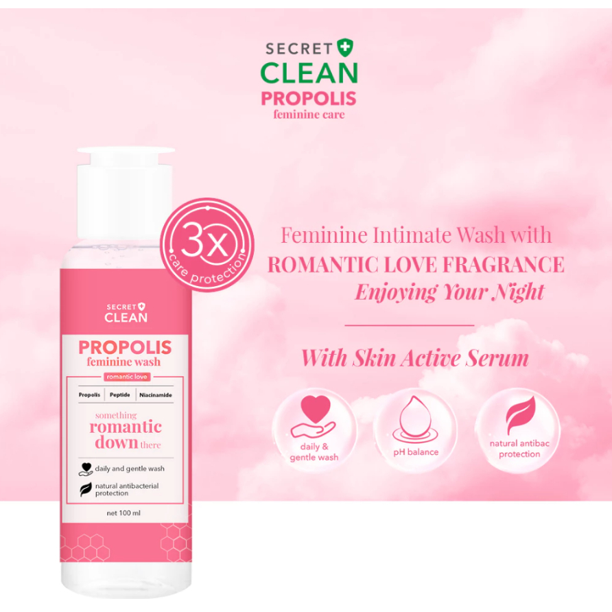 Jual Secret Clean Propolis Feminine Romantic Love (Merah) | Shopee ...