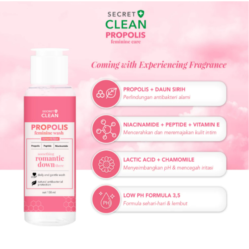 Jual Secret Clean Propolis Feminine Romantic Love (Merah) | Shopee ...