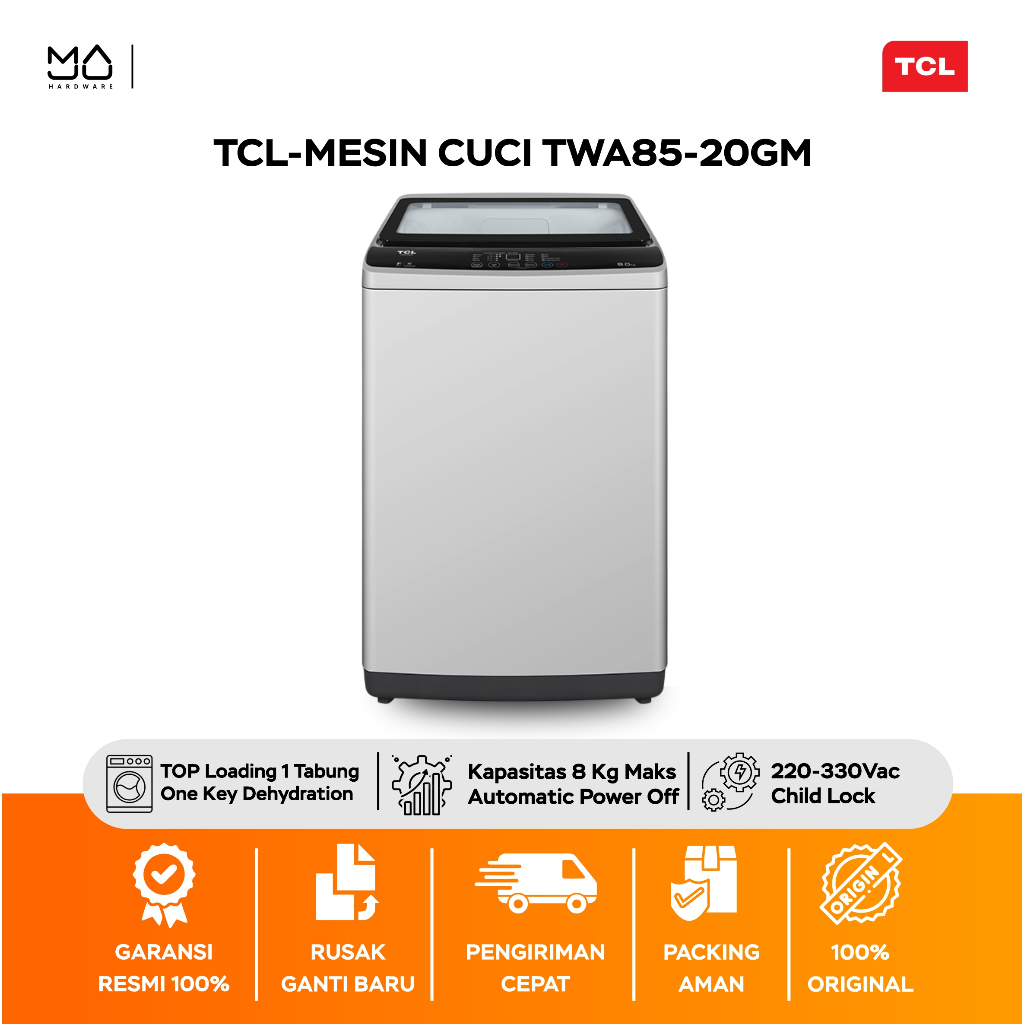 Jual Mesin Cuci TCL 9KG TWA95-20GM Top loading Mesin Cuci - Garansi