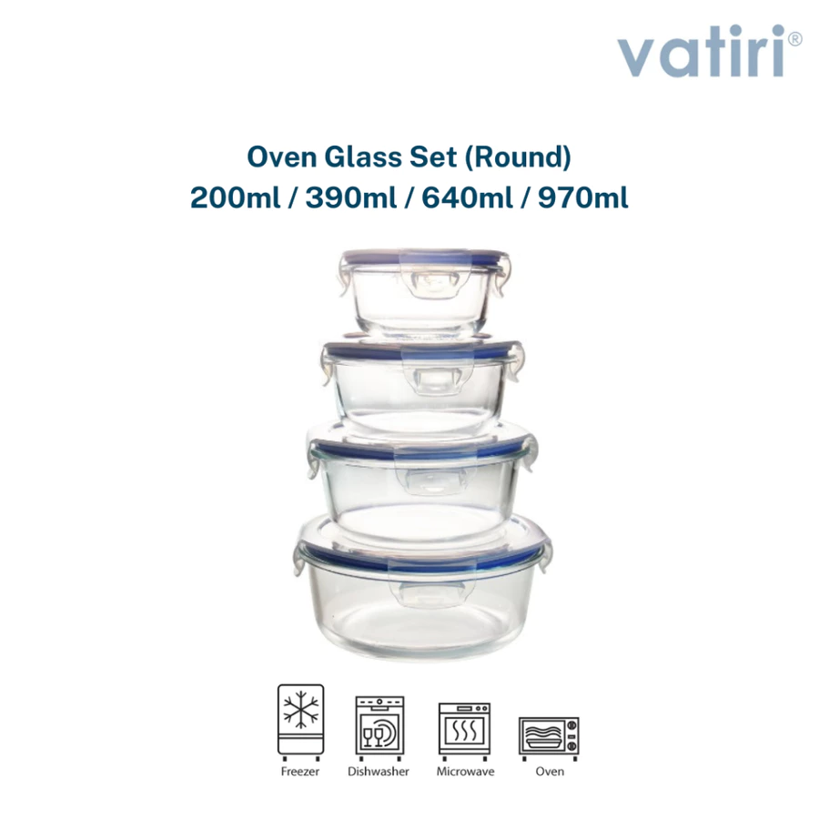  Lunch Box Set Kaca Round