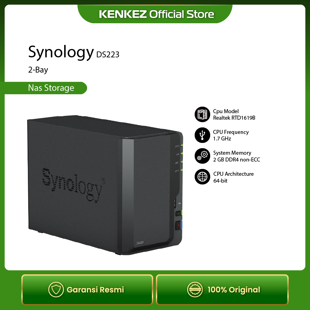 Jual Synology DS223 DiskStation 2-Bay 1.7GHz / 2GB NAS Server Storage ...