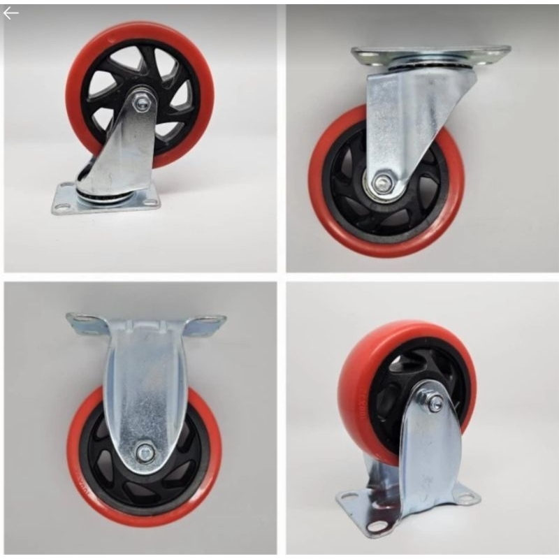 Jual Roda pu mera 4 inch 2hidup 2mati ball bearingg | Shopee Indonesia