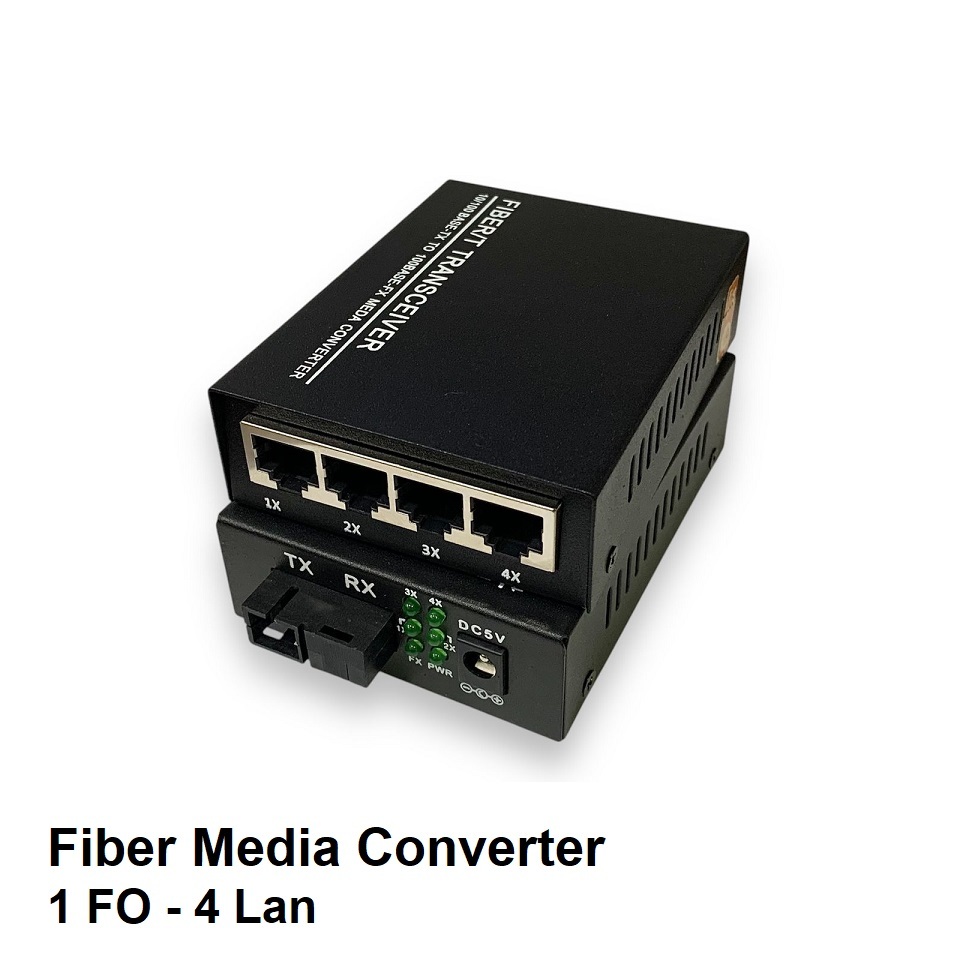Jual Media Converter Fiber Optik 1 port FO 4 Lan RJ45 Ethernet ...