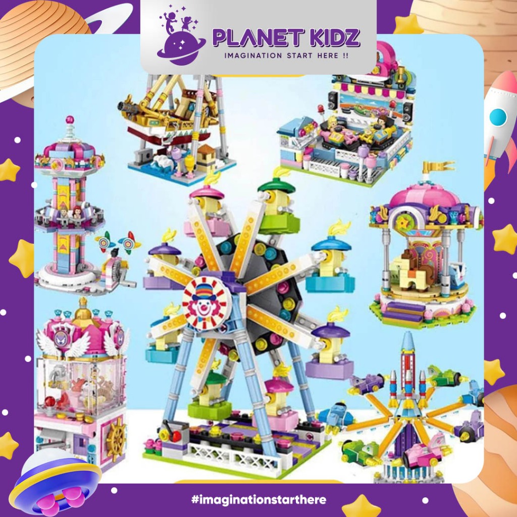 Jual PLANETKIDZ LG68 LOZ Moc Mini Theme Park Taman bermain Kapal Kora ...